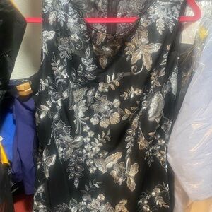 Elegant Black and Silver Floral Dress